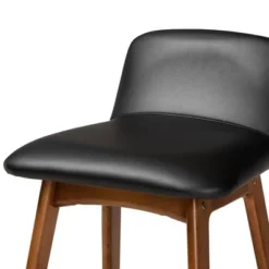 2pc Darrin Faux Leather And Wood Counter Height Barstools Black/Walnut/Brown - Baxton Studio -Baxton Studio Shop GUEST 8fb41e6a 6800 4b31 95a0 7183a2879d33