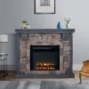 45" Freestanding Electric Fireplace Pewter - Home Essentials