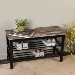 31.5" Entryway Storage Bench And Shoe Rack Distressed Wood Finish Brown - Danya B. -Baxton Studio Shop GUEST 8ff5a8b6 d457 4482 b4d0 48d68a585f6e