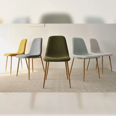 Set Of 4 Dining Chairs With Back, Upholstered Modern Accent Chairs With Metal Wood-Look Legs For Dining Room-Maison Boucle 2 Set Of 4 Dining Chairs With Back, Upholstered Modern Accent Chairs With Metal Wood-Look Legs For Dining Room-Maison Boucle - Image 2