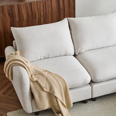 Christopher Knight Home Acker Modern 69" Upholstered Sectional Sofa With Cushions, White 6 Christopher Knight Home Acker Modern 69" Upholstered Sectional Sofa With Cushions, White - Image 6