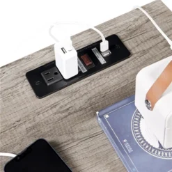 Yaheetech Rustic Side Table With 3 Drawers And Charging Station, Gray -Baxton Studio Shop GUEST 904a6391 b84c 4b55 af82 7ecef44c3817