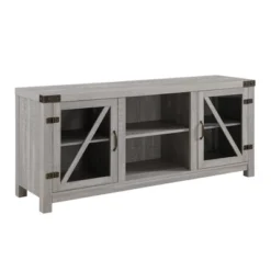 Clarabelle Transitional Glass Barn Door TV Stand For TVs Up To 65" - Saracina Home -Baxton Studio Shop GUEST 9067d82f 95e8 48e1 863d 1c3a262bb2ca