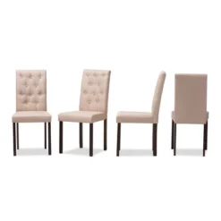 Set Of 4 Gardner Modern And Contemporary Fabric Dining Chair: Beige, Dark Brown - Baxton Studio