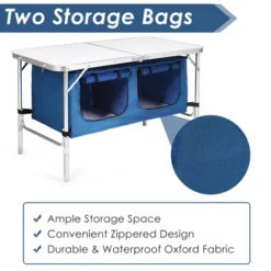 Costway Adjustable Camping Table Aluminum W/ Storage Organizer Grey/Dark Blue 17 Costway Adjustable Camping Table Aluminum W/ Storage Organizer Grey/Dark Blue -Baxton Studio Shop GUEST 908f3a5f 6538 445b b627 54f9e3d57e05