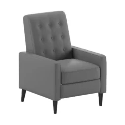 Emma And Oliver Jules Mid-Century Modern Button Tufted Upholstered Easy Pushback Recliner With Wooden Legs -Baxton Studio Shop GUEST 90af9582 44ad 4f25 b1f8 d9ba64e7a4e5