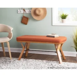 42" Folia Bench Polyester/Wood Natural/Orange - LumiSource 11 42" Folia Bench Polyester/Wood Natural/Orange - LumiSource -Baxton Studio Shop GUEST 90b741a7 3376 48e0 b61b 79cdd0dab2fc
