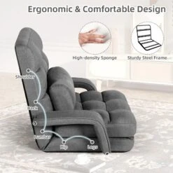 Folding Sofa Bed With USB, Convertible Sleeper Chair With 5-Position Adjustable Back, Small Comfy Couch For Bedroom, Apartment, Dorm – Grey 11 Folding Sofa Bed With USB, Convertible Sleeper Chair With 5-Position Adjustable Back, Small Comfy Couch For Bedroom, Apartment, Dorm – Grey -Baxton Studio Shop GUEST 9100a33b 7264 4758 b522 383a09c25b9b