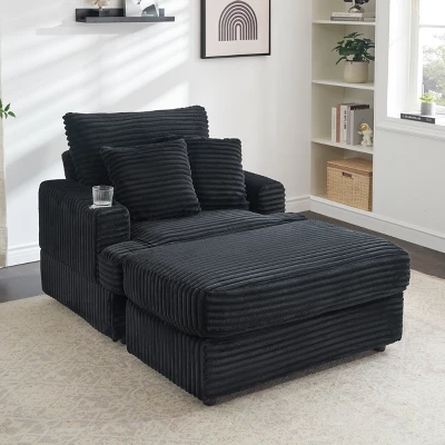 NicBex Couches For Living Room 39" Single Chaise Lounge Chair Corduroy Upholstered Sofa Sleeper Chair With Ottoman And Cup Holders 1 NicBex Couches For Living Room 39" Single Chaise Lounge Chair Corduroy Upholstered Sofa Sleeper Chair With Ottoman And Cup Holders