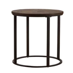 Lymedon Round Reclaimed Wood End Table Natural/Black - Aiden Lane -Baxton Studio Shop GUEST 91c6660f fe55 4844 9f5c 6b793619db12