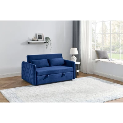 55.5" Modern Pull-Out Sleep Sofa - 2-Seater Loveseat With Lumbar Pillows & Side Pockets 6 55.5" Modern Pull-Out Sleep Sofa - 2-Seater Loveseat With Lumbar Pillows & Side Pockets - Image 6