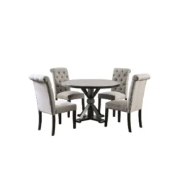 5pc Hedgeburn Round Dining Set - HOMES: Inside + Out -Baxton Studio Shop GUEST 92186673 4513 4dec 8aec f6785cf68b49