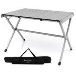 Costway 4-6 Person Portable Aluminum Camping Table Lightweight Roll Up Table Grey/Brown -Baxton Studio Shop GUEST 924ebddc 8554 4ec9 abe2 82e0481206a6