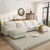 Modular Sofa With 2 Storage Ottomans, U-shaped Sofa Couch, Freely Transformable, Beige/Gray/Blue-ModernLuxe