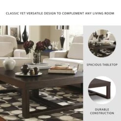 Watson Rectangular Cocktail Table Dark Brown - Signature Design By Ashley: Modern Trestle Base, Hardwood Veneer 8 Watson Rectangular Cocktail Table Dark Brown - Signature Design By Ashley: Modern Trestle Base, Hardwood Veneer -Baxton Studio Shop GUEST 926e7224 7fb3 408c bfa9 86cc1381c335