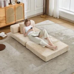 MYINDA Single Seater Chenille Convertible Floor Sofa Bed – No Assembly Needed For Living Room & Bedroom -Baxton Studio Shop GUEST 9296bc26 0f0a 4ea5 91f5 395305b6c6c4