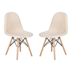 Emma And Oliver Set Of 2 Dorset Series Faux Shearling Accent Chairs With Beechwood Legs For Living Room, Bedroom, Dorm And More -Baxton Studio Shop GUEST 92bb0612 0f7c 4943 9847 ecfa39e5e200