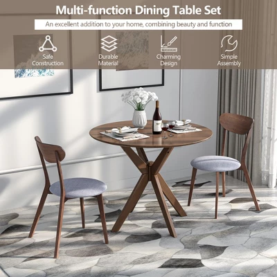 Costway 3 PCS Dining Table Set Modern Round Kitchen Table And Chairs Set For Dining Room 5 Costway 3 PCS Dining Table Set Modern Round Kitchen Table And Chairs Set For Dining Room - Image 5