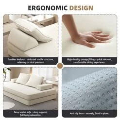 Convertible Sofa Bed With Removable Backrests & Pillows, Fluffy Chenille DIY Sleeper Sofa Couch Chaise Lounge Game Pad - ModernLuxe -Baxton Studio Shop GUEST 92dcdf4b 8a59 4391 b52d 1e1ea7d74471