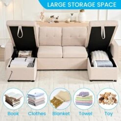 Mjkone W98" 4-Seater Modular Sleeper Sofa Bed With Storage Chaise,U-shaped Sofa With Pull-out Bed 17 Mjkone W98" 4-Seater Modular Sleeper Sofa Bed With Storage Chaise,U-shaped Sofa With Pull-out Bed -Baxton Studio Shop GUEST 92f67580 eb7c 4ef2 9de5 38ed66580634