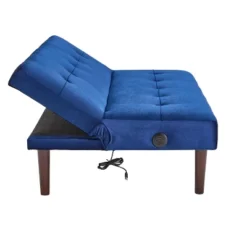 ModernLuxe Low Upholstered Sofa Bed Sleeper Sofa Recliner With Adjustable Backrest & Charging Port, Gray/Blue/Coffee/Pink -Baxton Studio Shop GUEST 9350ae12 9e08 4426 8618 8298ecc1f19b