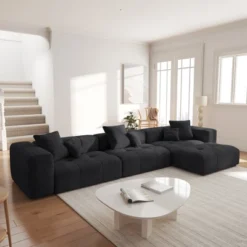 WJShome 144" Sectional Couches For Living Room, L Shaped Couch Modular Sectional Sofa, 3 Seater With Ottoman For Apartment