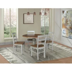 42" Albion Drop Leaf Dining Table With 4 Madrid Ladderback Chairs - International Concepts