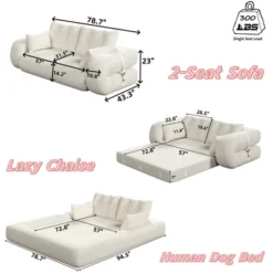 TIRAMISUBEST 3-in-1 Lazy Sofa Bed, Multi-Functional Folding Sleeper Sofa, Teddy Fabric Foam-Filled Floor Loveseat -Baxton Studio Shop GUEST 93786986 6ff0 4705 b478 43ab699a78cf 2