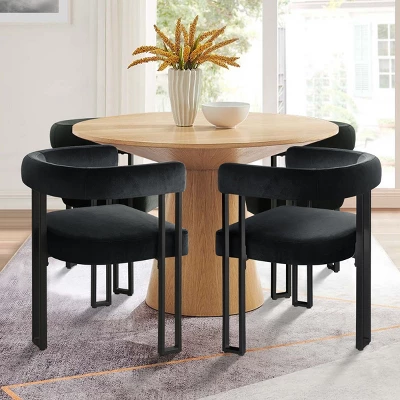 Velvet Dining Chairs Set Of 4, Upholstered Accent Armchairs With Geometric Black Metal Legs For Kitchen Or Dining Room - Maison Boucle 10 Velvet Dining Chairs Set Of 4, Upholstered Accent Armchairs With Geometric Black Metal Legs For Kitchen Or Dining Room - Maison Boucle - Image 10