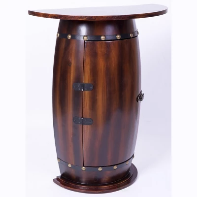 Vintiquewise Wooden Wine Barrel Console, Bar End Table Lockable Cabinet 3 Vintiquewise Wooden Wine Barrel Console, Bar End Table Lockable Cabinet - Image 3