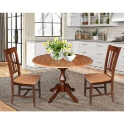 30.3" Round Top Pedestal Extendable Dining Table With 2 Chairs Cinnamon/Espresso - International Concepts -Baxton Studio Shop GUEST 939f0e77 07e2 495b 8071 5bea2b97c7a1