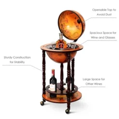 Costway 17.5'' Wood Globe Wine Bar Stand 16th Century Italian Rack Liquor Bottle Shelf -Baxton Studio Shop GUEST 93fee590 6732 44e8 8c8a e0ebace9ca7f