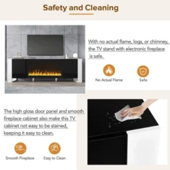 68"W TV Stand TV Console Sideboard Entertainment Center Media Console With Electric Fireplace And Cabinets For TVs Up To 78", White/Black-ModernLuxe -Baxton Studio Shop GUEST 941b3553 7296 471a a01d 5c751d5e4eec