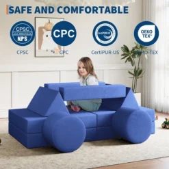 Kids Couch For Building Fort Toy,13pcs DIY Toddler Sofa,Velvet Toddler Futon Sofa Bed For Playroom, Bedroom,Grey -Baxton Studio Shop GUEST 9443da44 8046 4fa7 b7ad a4f87f200133