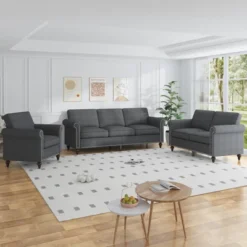 Mjkone 3 Piece Linen Living Room Sofa Set,Modern 3-Seater Sofa Couch&Loveseat Sofa&Single Sofa Armchair Set 28 Mjkone 3 Piece Linen Living Room Sofa Set,Modern 3-Seater Sofa Couch&Loveseat Sofa&Single Sofa Armchair Set -Baxton Studio Shop GUEST 94781e19 95ee 485b a897 26bb253013f6