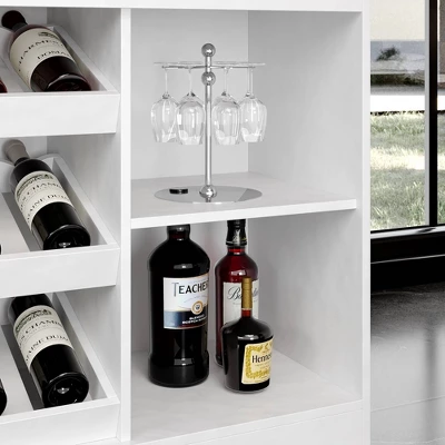 FUFU&GAGA White Home Bar Cabinet,LED Wine Rack With Storage,Liquor Cabinet With Tiered Display, For Living Room & Minimalist Interiors 9 FUFU&GAGA White Home Bar Cabinet,LED Wine Rack With Storage,Liquor Cabinet With Tiered Display, For Living Room & Minimalist Interiors - Image 9