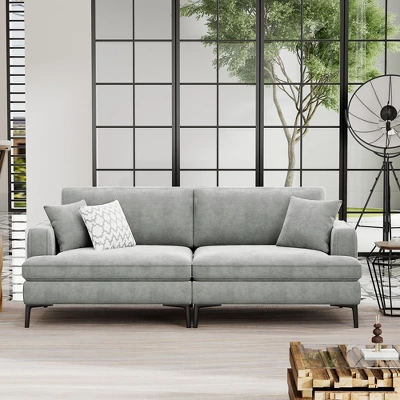 80.7" Modern Upholstered Loveseat Sofa With Metal Legs And 2 Pillows-ModernLuxe 1 80.7" Modern Upholstered Loveseat Sofa With Metal Legs And 2 Pillows-ModernLuxe