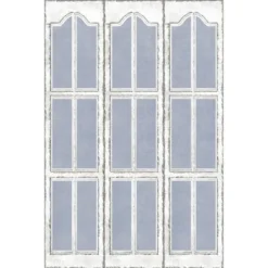 6" Double Sided Shutters Canvas Room Divider Blue - Oriental Furniture
