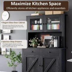 Kitchen Pantry Cabinet With Microwave Stand And Coffee Bar, Freestanding Hutch With Drawers, Doors & Adjustable Shelves -Baxton Studio Shop GUEST 94e2c0c1 8762 4342 b7eb b63091a5994d