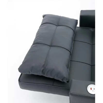 LOVMOR Single/Two Pull Out Sleeper Chair Bed, Convertible Futon Sofa Chair Bed, Sofa Couch Bed With USB Ports, Pillow, Cup Holders, Side Pockets 6 LOVMOR Single/Two Pull Out Sleeper Chair Bed, Convertible Futon Sofa Chair Bed, Sofa Couch Bed With USB Ports, Pillow, Cup Holders, Side Pockets - Image 6