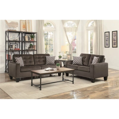 Lantana Tufted Microfiber Loveseat In Chocolate - Lexicon 2 Lantana Tufted Microfiber Loveseat In Chocolate - Lexicon - Image 2