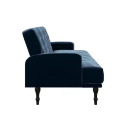 Lyla Upholstered Velvet Futon Blue - Room & Joy -Baxton Studio Shop GUEST 95278f9b 9f3b 401b 9406 b5acc27a76f6