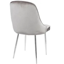 Set Of 2 Dining Chair Silver Chrome - LumiSource: Velvet Upholstery, Metal Legs, Floor Protectors -Baxton Studio Shop GUEST 952e4d11 91a9 4657 ae81 96f0e5f1875a