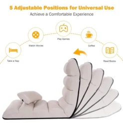 Costway Folding Lazy Sofa Chair Stylish Sofa Couch Beds Lounge Chair W/Pillow Beige New -Baxton Studio Shop GUEST 9534e62b 73d9 40c9 a746 c22c3b80c4f6