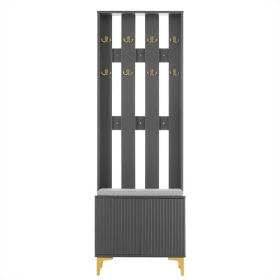 TIRAMISUBEST Modern Luxury 4-in-1 Hall Tree With Cushion - Grey Entryway Organizer With Storage 7 TIRAMISUBEST Modern Luxury 4-in-1 Hall Tree With Cushion - Grey Entryway Organizer With Storage - Image 7