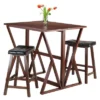 3pc 24" Harrington Drop Leaf Counter Height Dining Set With Cushion Stool Wood/Walnut/Black - Winsome