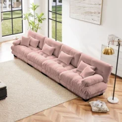 4 Seater Modular Deep Seat Chenille Sofa Couch Comfy Upholstered Sofa For Living Room Chenille Light Coffee -Baxton Studio Shop GUEST 95c05400 a1cd 4fc1 ad35 d400e5fa516f