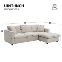 Modern L-shaped Sectional Sofa, Upholstered Couch With Convertible Ottoman And 2 Free Pillows-ModernLuxe