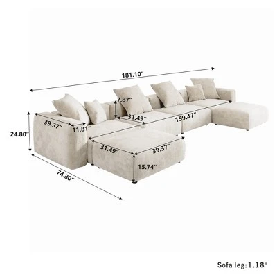 WJShome Modular Sectional Sofa Couch,181.1inch U Shape Sofa Couch,Oversized 4 Seater Couch With 2 Ottomans 2 WJShome Modular Sectional Sofa Couch,181.1inch U Shape Sofa Couch,Oversized 4 Seater Couch With 2 Ottomans - Image 2