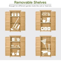 Wooden Garden Shed, 3-Tier Patio Storage Cabinet With Shelves, Outdoor Organizer, Fir Wood Wooden Lockers With Fir Wood For Indoor Outdoor -Baxton Studio Shop GUEST 961726ce 3d9c 4187 a940 47290596c96a